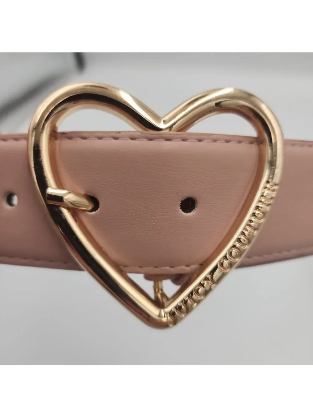 juicy couture Pink Women's Leather Belt Gold Heart Buckle Fits 33-38